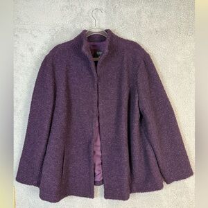 Eileen Fisher Purple Teddy Jacket with Stand-Up Collar